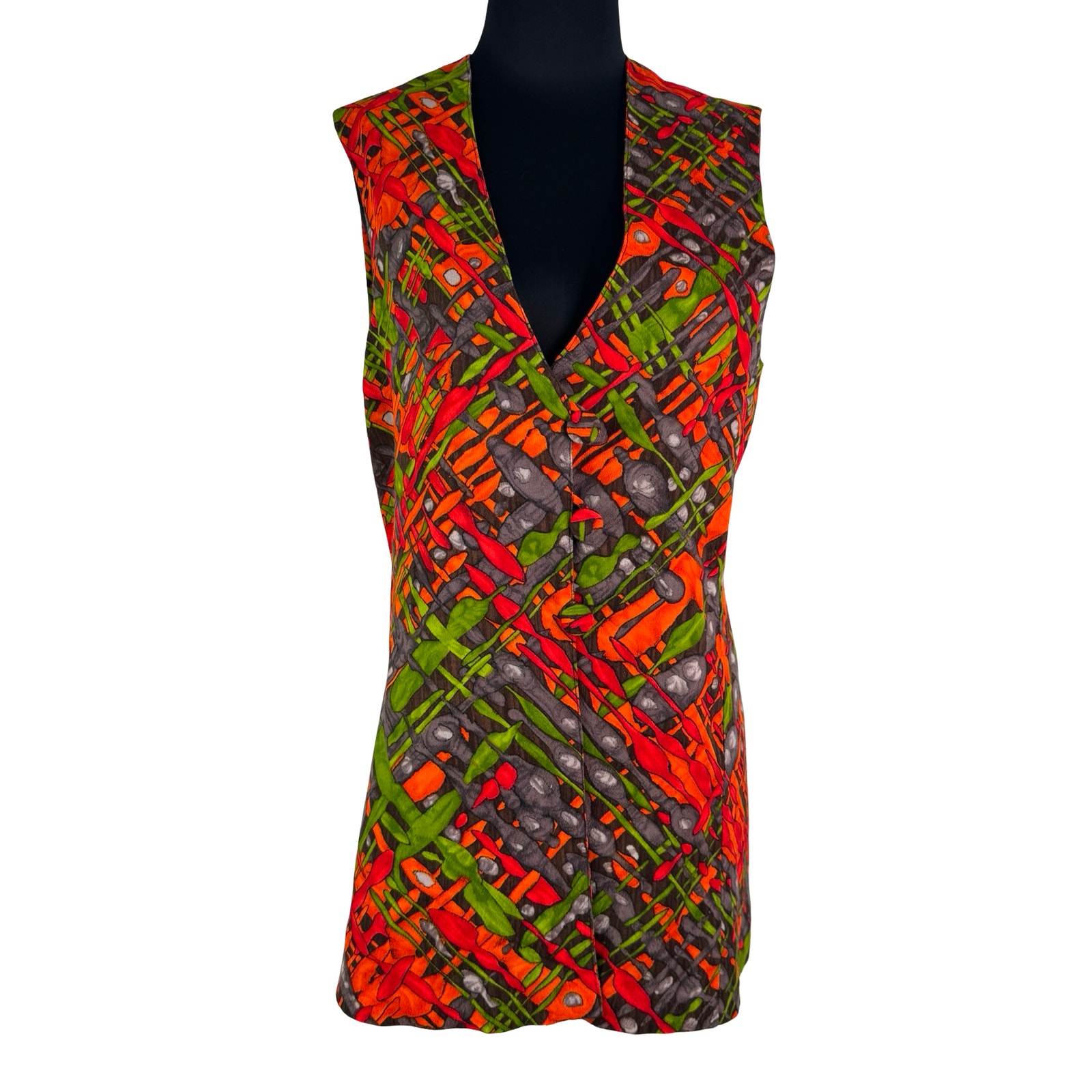 Stop Traffic! Vintage 60s 70s Psychedelic Longline Vest Mod Disco Pop Art M L